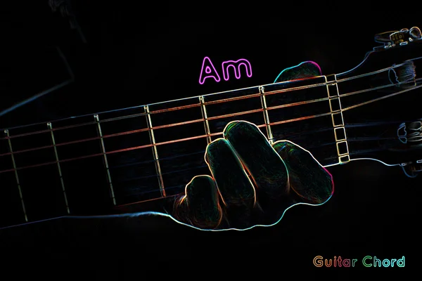 Guitar chord on a dark background — Stock Photo, Image