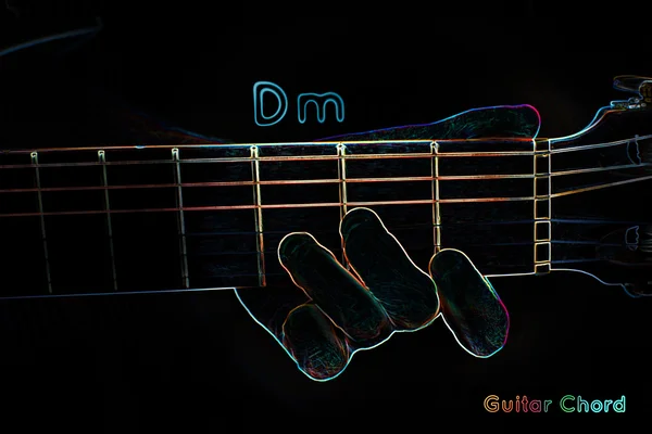 Guitar chord on a dark background — Stock Photo, Image