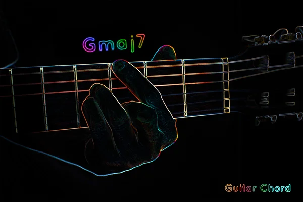 Guitar chord on a dark background — Stock Photo, Image