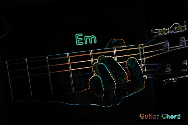 Guitar chord on a dark background — Stock Photo, Image