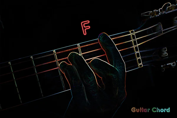 Acorde de guitarra sobre fondo oscuro — Foto de Stock