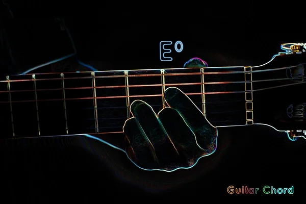 Koyu arka plan üzerinde gitar akor — Stok fotoğraf