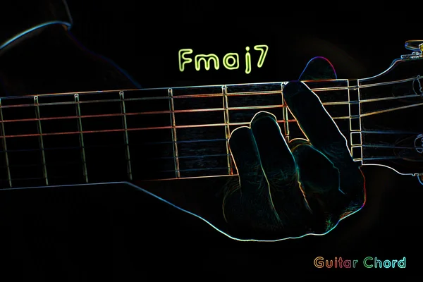 Guitar chord on a dark background — Stock Photo, Image