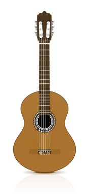 beyaz zemin üzerinde klasik gitar.