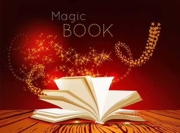 Libro abierto con luz mágica . — Archivo Imágenes Vectoriales