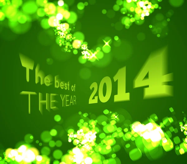 The best of the 2014 on green bokeh background — Stock Vector