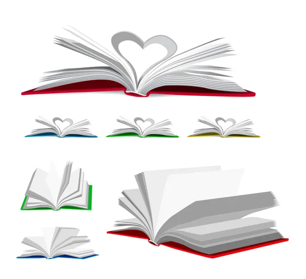 Open book vector set — Stock Vector