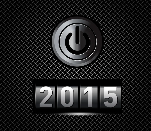 新的一年柜台 2015年与电源按钮 — 图库矢量图片