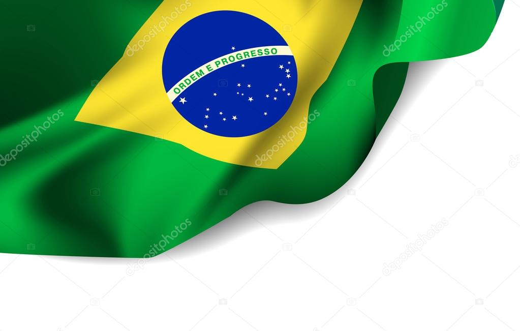 Waving flag of Brazil, South America