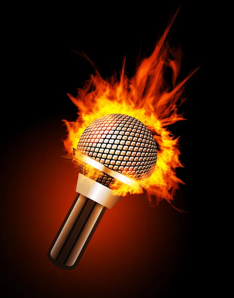 Microfone no fogo — Vetor de Stock