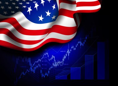 Finansal piyasa verileri ile ABD bayrağı