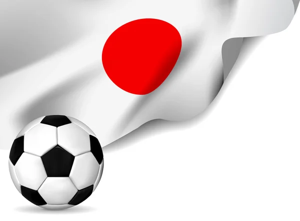 Bola de futebol com bandeira do Japão — Vetor de Stock