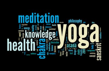 Yoga. kelime bulutu konsept illüstrasyon.