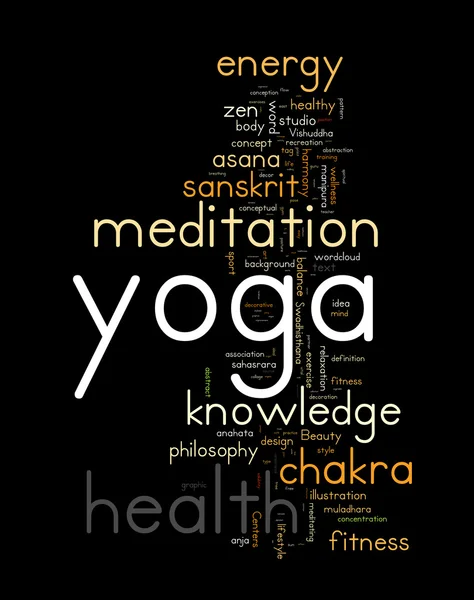 Yoga. Word cloud concept illustratie. — Stockvector