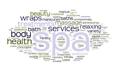 Spa sözcüğü bulut vektör çizim
