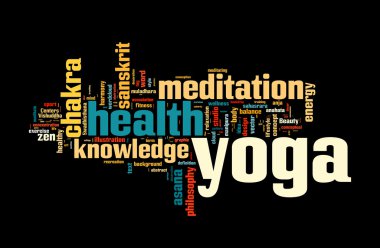 Yoga. kelime bulutu konsept illüstrasyon.