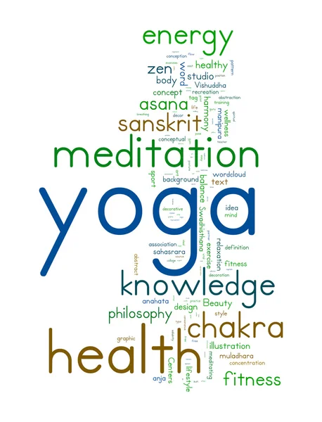 Yoga. ordet collage på vit bakgrund. — Stock vektor