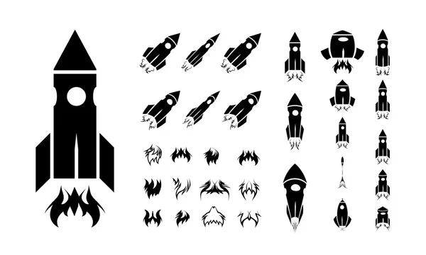 Cohete icono conjunto — Vector de stock