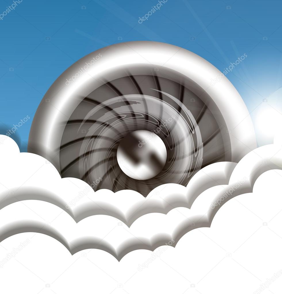 Jet engine in the sky