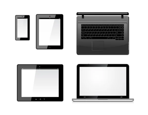 Laptop, tablet pc-dator och mobil smartphone — Stock vektor