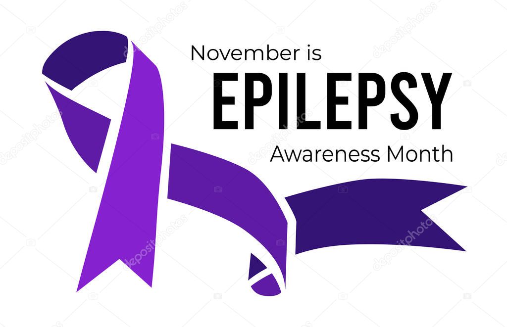 November is epilepsy awareness month. Vector illustration with ribbon on white background