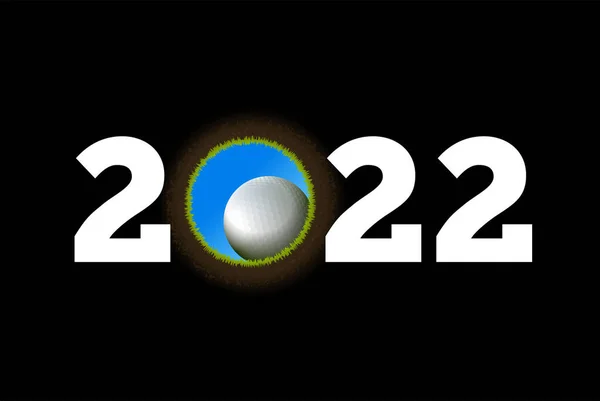 Felice Anno Nuovo 2022 Con Buco Golf Sullo Sfondo Illustrazione — Vettoriale Stock
