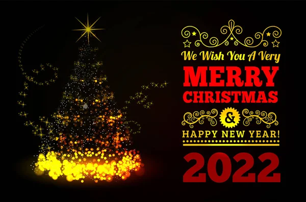 2022 Arbre Noël Vectoriel Illustration Fond Avec Des Lumières Noël — Image vectorielle