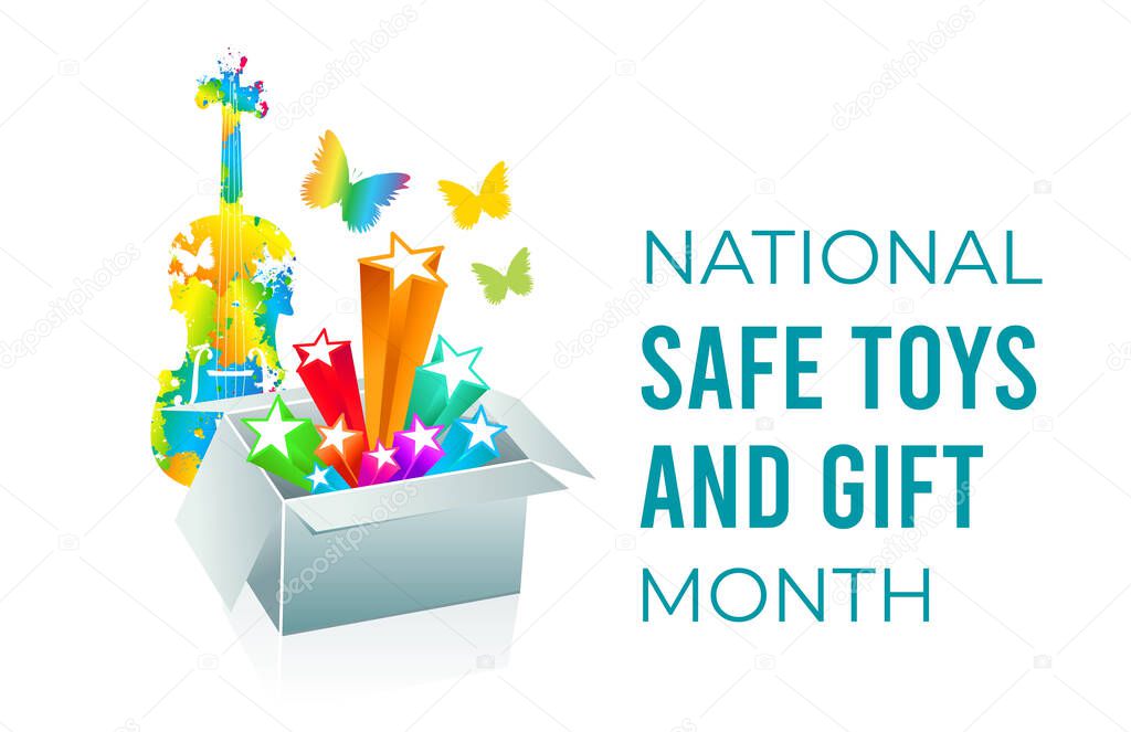 National Safe Toys and Gifts Month. Vector illustration on white background