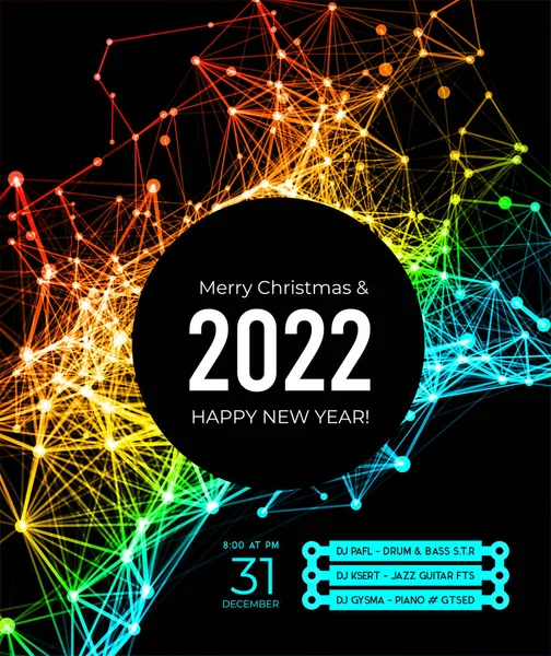 Salutation Colorée Bonne Année 2022 Joyeux Noël Connexion Point Ligne — Photo