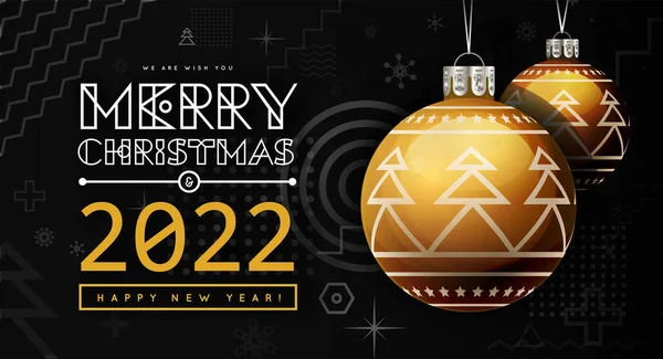 Félicitations Pour Nouvel 2022 Noël Avec Des Boules Noël Dorées — Image vectorielle