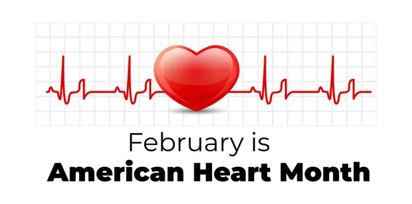 Februari American Heart Month Vektor Illustration Vit Bakgrund — Stock vektor