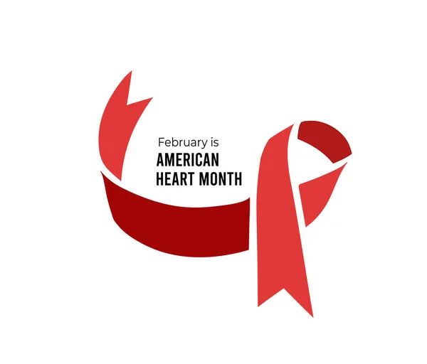 February American Heart Month Vector Illustration White Background — Vetor de Stock