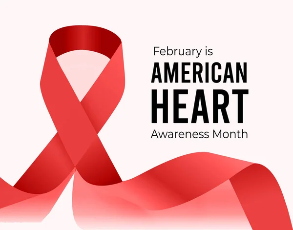 Februari American Heart Month Vektor Illustration Vit Bakgrund — Stock vektor