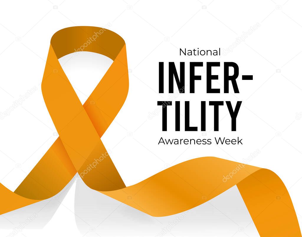 National Infertility Awareness Week. Vector illustration  with orange ribbon on white background