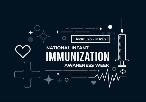 National Infant Immunization Awareness Week Vektor Illustration Auf Dunkelblauem Hintergrund — Stockvektor