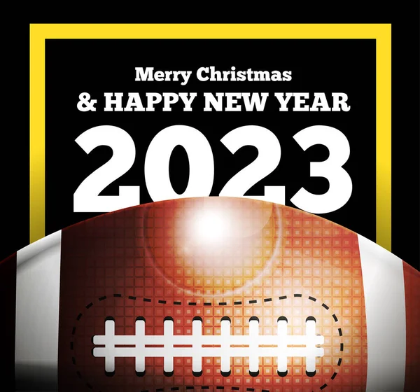 祝贺2023年新年 在美国足球舞会的背景下 在黑色背景上孤立的说明 — 图库照片