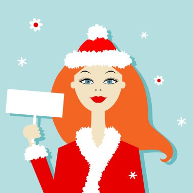 Noel Baba kız, tasarımınız için Noel Kartpostalı
