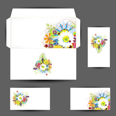zarf ve kartvizit, tasarımınızın floral style