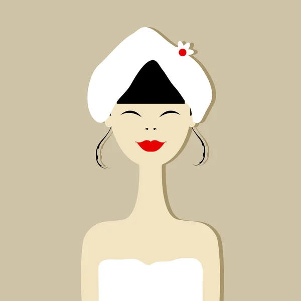 Mujer bonita retrato, salón de spa — Vector de stock