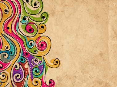 Dalga el çizilmiş desen tasarım, soyut grunge arka planı için