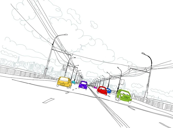 Náčrtek dopravní cesty v městě pro návrh — Stockový vektor