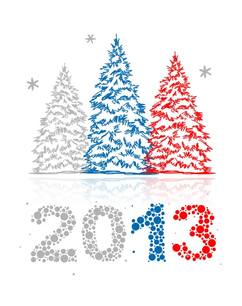 Véspera de Ano Novo cartão de saudação com árvores —  Vetores de Stock