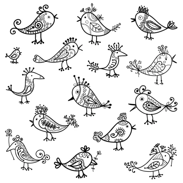 Conjunto de pájaros divertidos para tu diseño — Archivo Imágenes Vectoriales