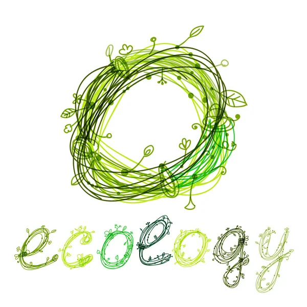 Concept écologique vert, dessin à la main — Image vectorielle