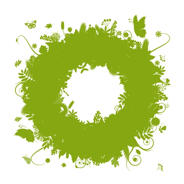 Abstract green wreath for your design — Stock Vector