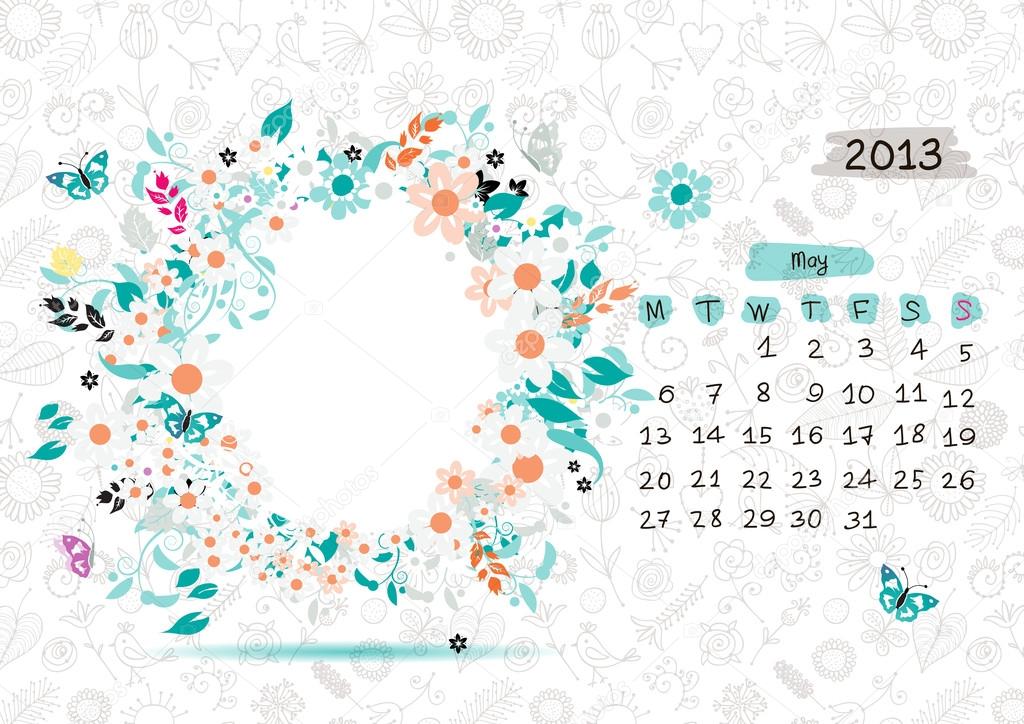 Vector calendar 2013, may. Frame with place for your text or photo