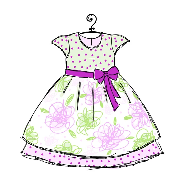 Vestido de bebé en perchas para su diseño — Vector de stock