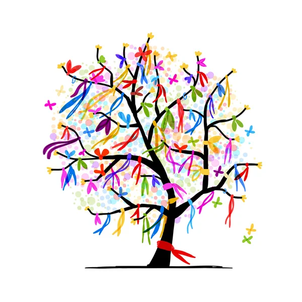 Αφηρημένη δέντρο με κορδέλες για το σχέδιό σας — Διανυσματικό Αρχείο