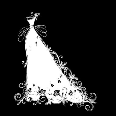 Sketch of wedding dress for your design clipart