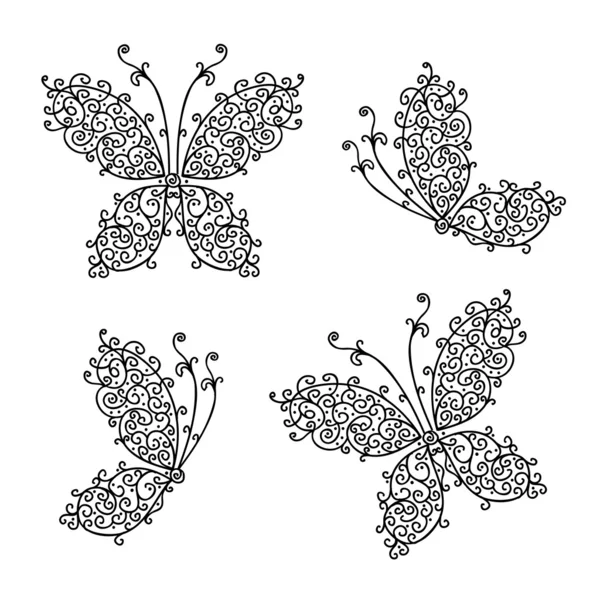 Aantal decoratieve vlinders voor uw ontwerp — Stockvector